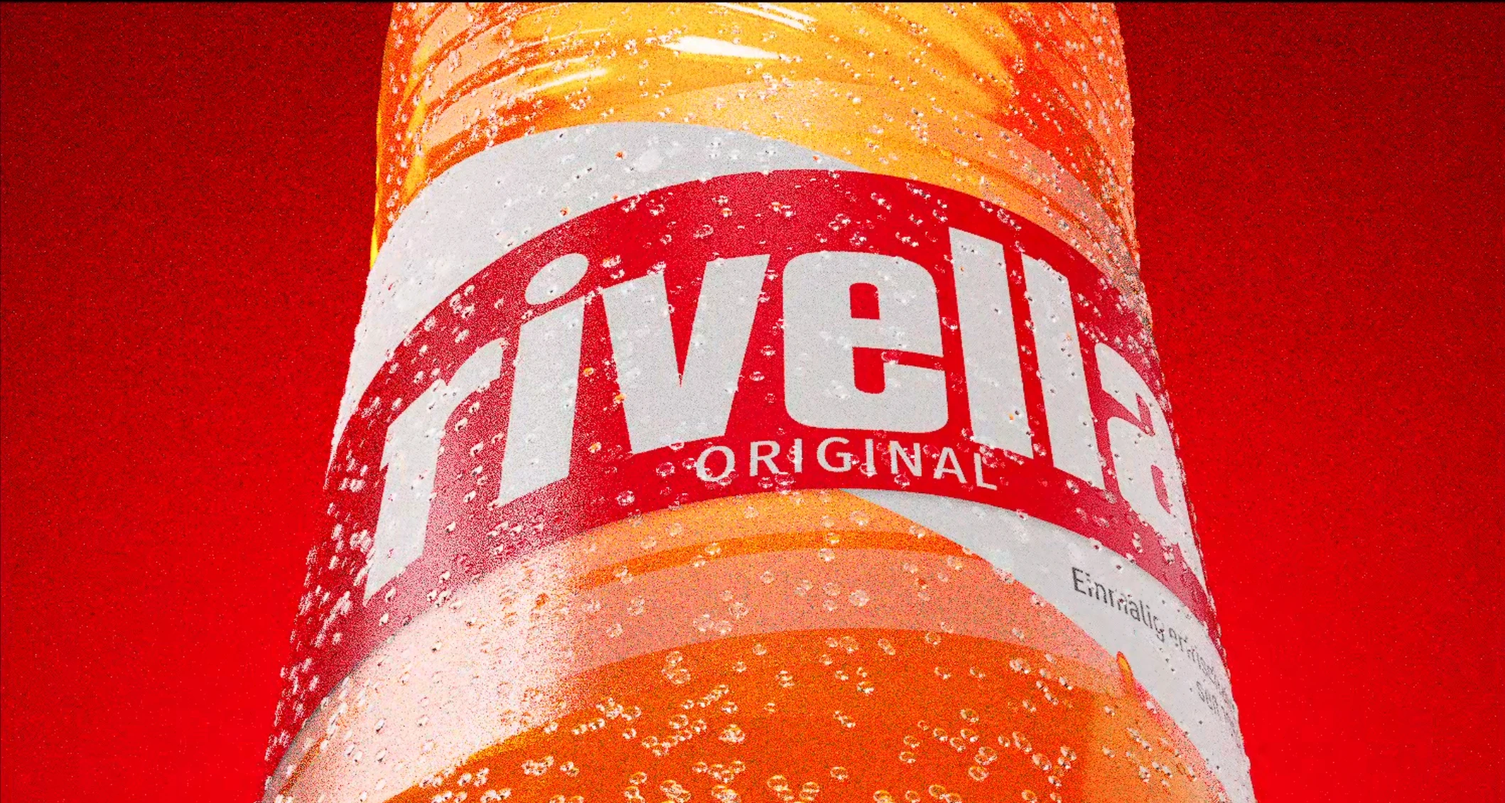 Moove’s Unreal working preview: low-angle Rivella Original bottle close-up with visible path-tracing noise
